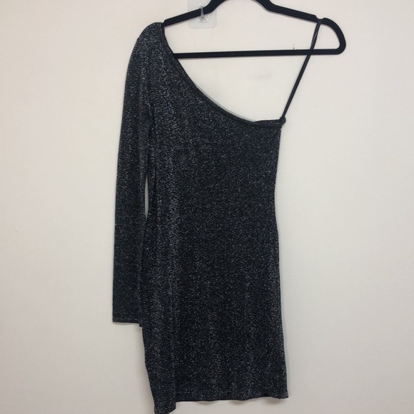 Bcbgmaxazria Inya One Shoulder Sparkle Dress Black‎ Small - Picture 5 of 10